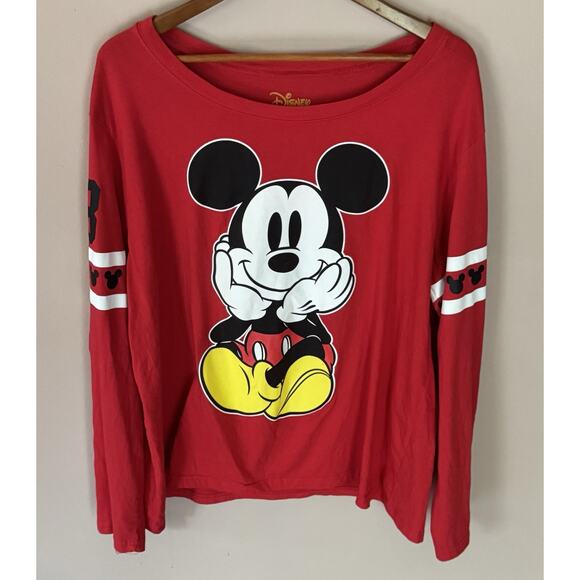 Mickey Mouse Women’s Graphic Long Sleeve Tshirt Red Size 3X - Picture 1 of 3